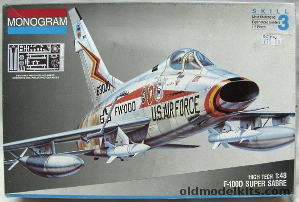 Monogram 1/48 F-100 Super Sabre Hi-Tech - With Photoetched Details, 5471 plastic model kit